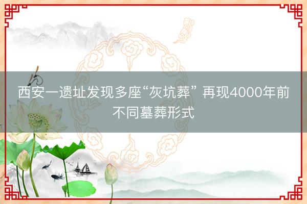 西安一遗址发现多座“灰坑葬” 再现4000年前不同墓葬形式