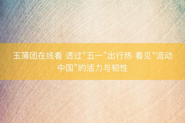 玉蒲团在线看 透过“五一”出行热 看见“流动中国”的活力与韧性
