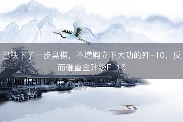 巴铁下了一步臭棋，不增购立下大功的歼-10，反而砸重金升级F-16