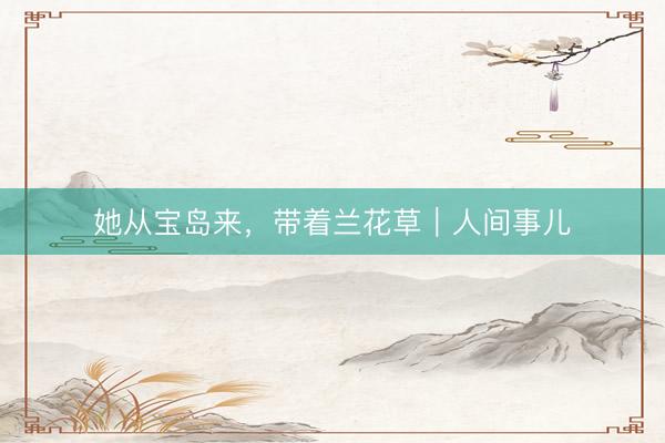 她从宝岛来，带着兰花草｜人间事儿