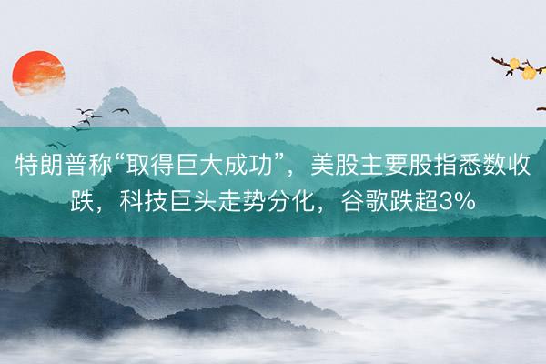 特朗普称“取得巨大成功”，美股主要股指悉数收跌，科技巨头走势分化，谷歌跌超3%
