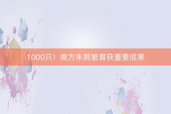 1000只！南方朱鹮繁育获重要成果