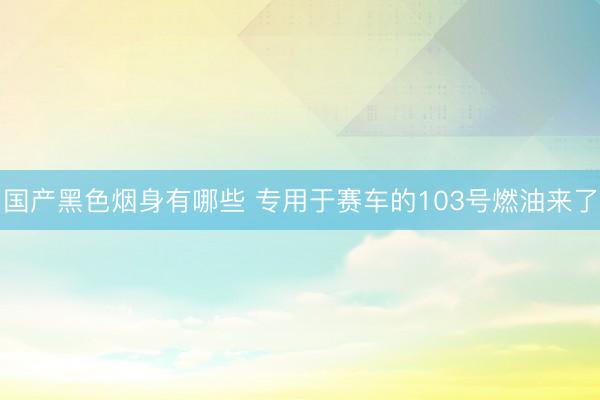 国产黑色烟身有哪些 专用于赛车的103号燃油来了