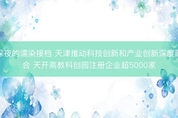 深夜的濡染接档 天津推动科技创新和产业创新深度融合 天开高教科创园注册企业超5000家