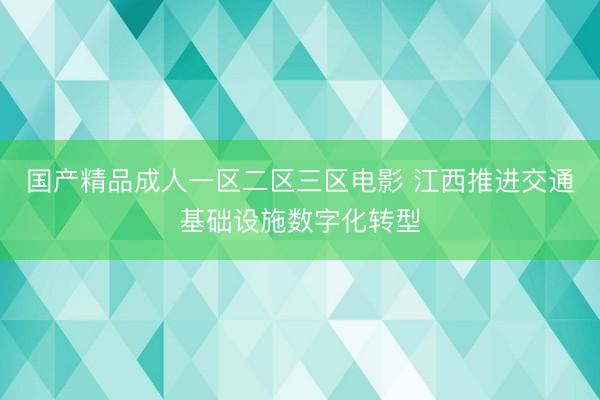 国产精品成人一区二区三区电影 江西推进交通基础设施数字化转型