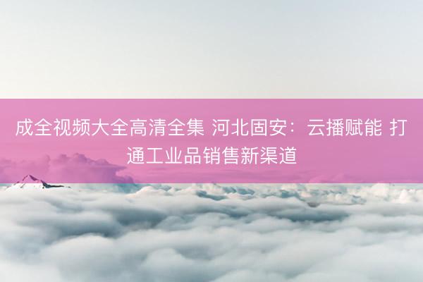 成全视频大全高清全集 河北固安：云播赋能 打通工业品销售新渠道