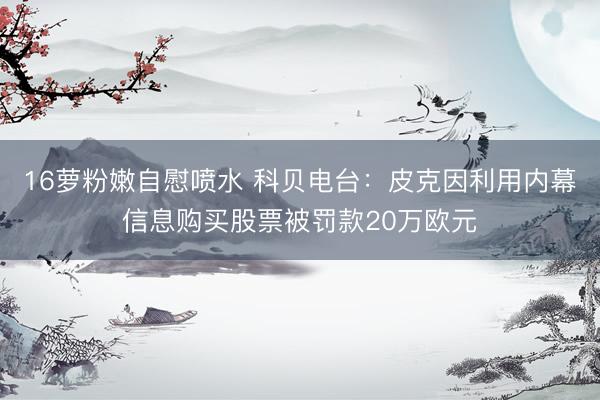 16萝粉嫩自慰喷水 科贝电台：皮克因利用内幕信息购买股票被罚款20万欧元
