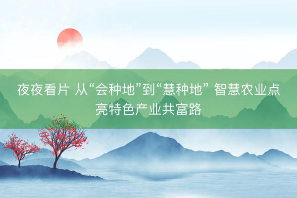 夜夜看片 从“会种地”到“慧种地” 智慧农业点亮特色产业共富路
