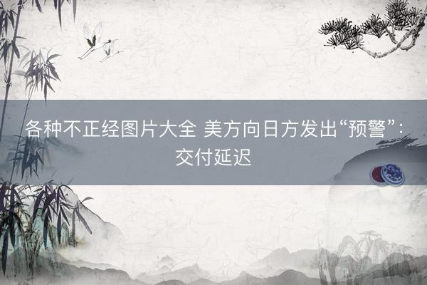 各种不正经图片大全 美方向日方发出“预警”：交付延迟