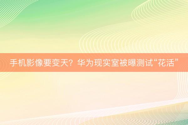 手机影像要变天？华为现实室被曝测试“花活”