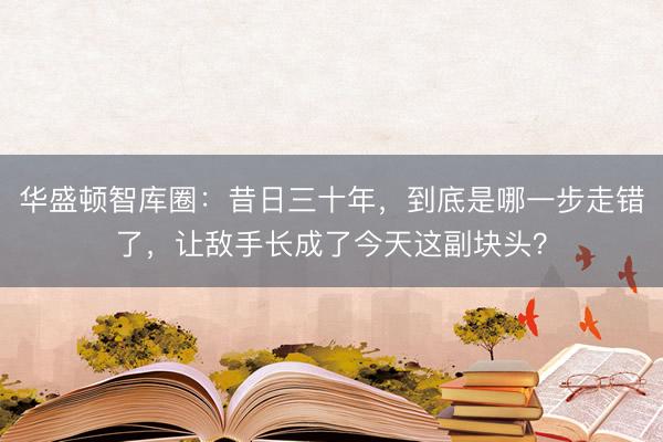 华盛顿智库圈：昔日三十年，到底是哪一步走错了，让敌手长成了今天这副块头？