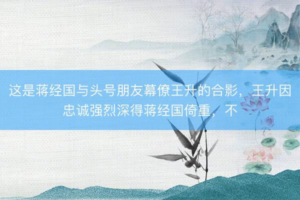 这是蒋经国与头号朋友幕僚王升的合影,王升因忠诚强烈深得蒋经国倚重,不