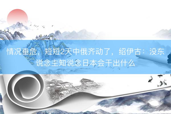 情况垂危，短短2天中俄齐动了，绍伊古：没东说念主知说念日本会干出什么
