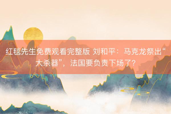 红毯先生免费观看完整版 刘和平：马克龙祭出“大杀器”，法国要负责下场了？