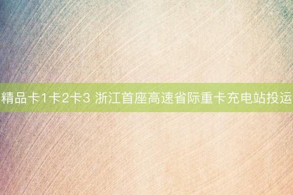 精品卡1卡2卡3 浙江首座高速省际重卡充电站投运