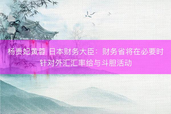 杨贵妃黄蓉 日本财务大臣：财务省将在必要时针对外汇汇率给与斗胆活动