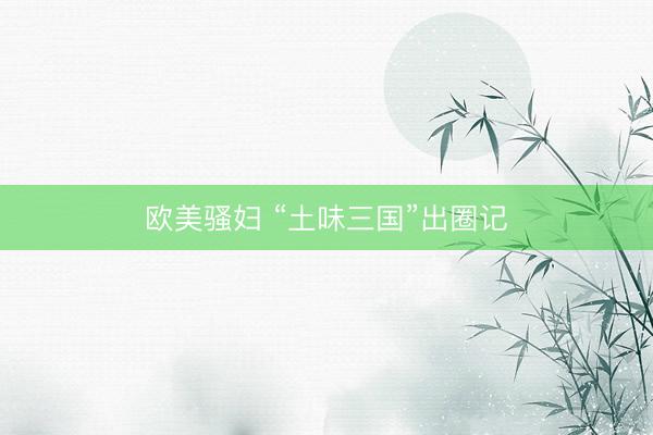 欧美骚妇 “土味三国”出圈记