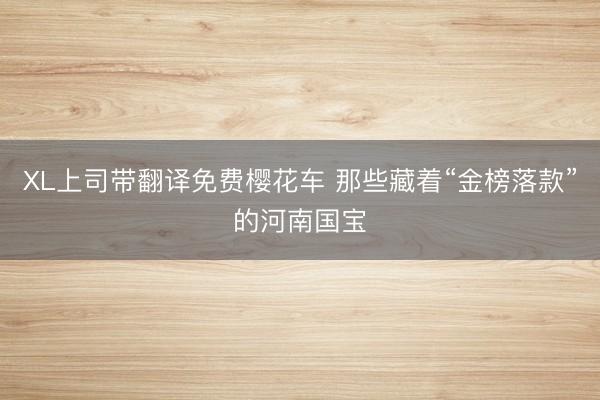 XL上司带翻译免费樱花车 那些藏着“金榜落款”的河南国宝