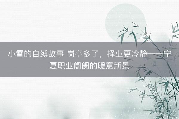 小雪的自缚故事 岗亭多了,择业更冷静——宁夏职业阛阓的暖意新景