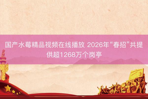 国产水莓精品视频在线播放 2026年“春招”共提供超1268万个岗亭