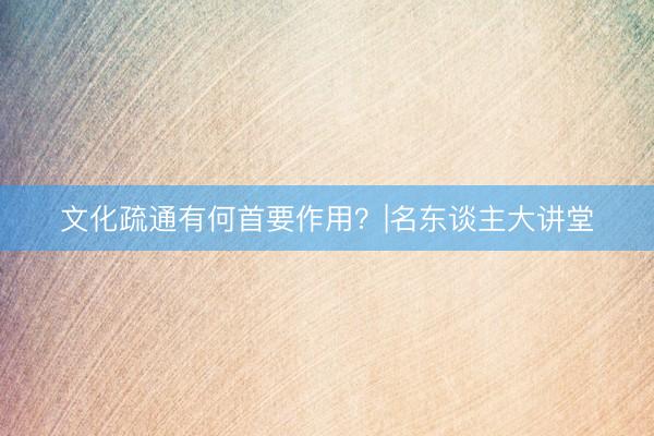 文化疏通有何首要作用?|名东谈主大讲堂