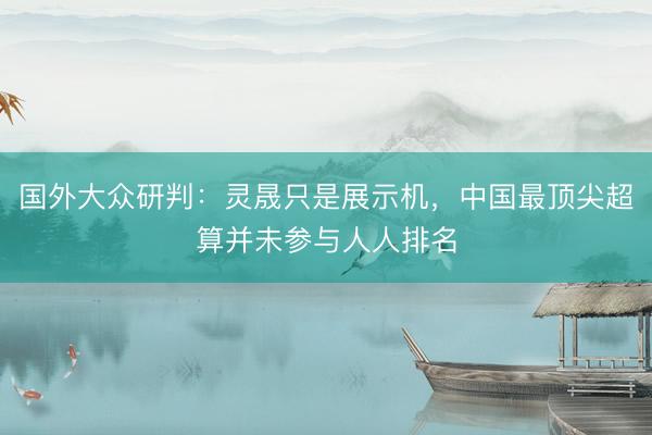 国外大众研判：灵晟只是展示机，中国最顶尖超算并未参与人人排名